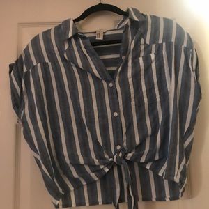 striped button up shirt
